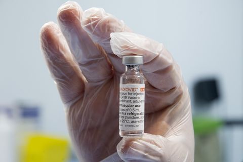 novavax vaccine bottle ready to be divided into various