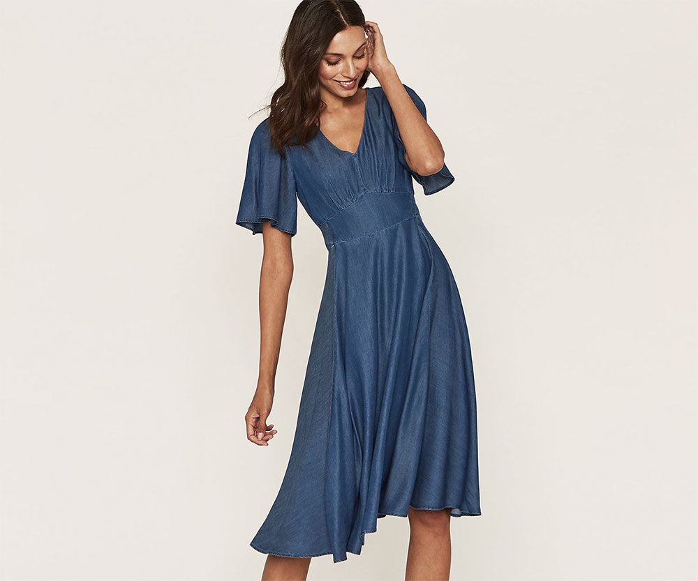 oasis megan midi dress navy