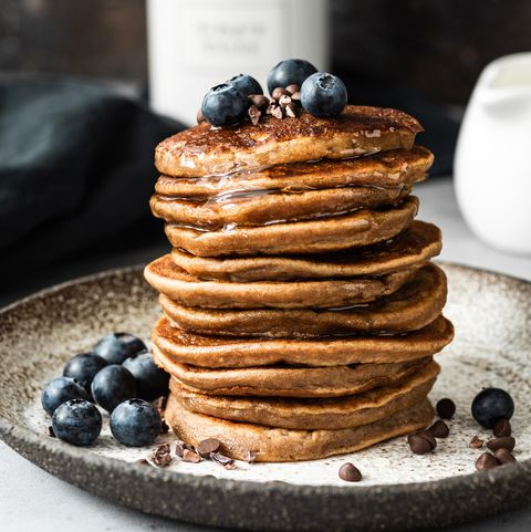 oat pancakes with blueberry and honey