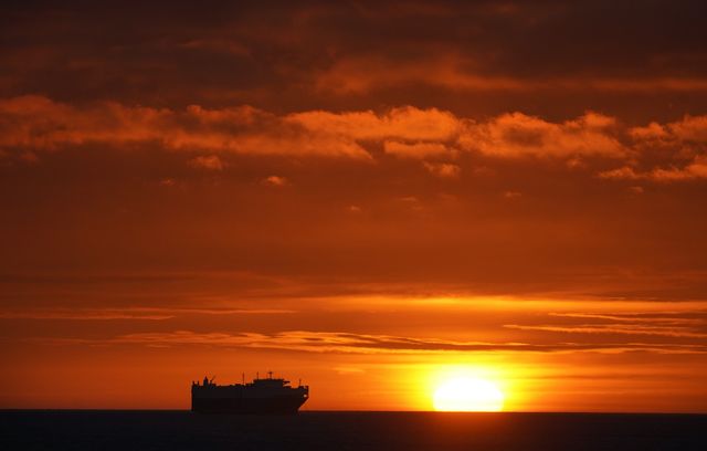 the united spirit vehicle carrier sits in the north sea off the coast of whitley bay on the north east coast of england picture date wednesday january 12, 2022 photo by owen humphreyspa images via getty images