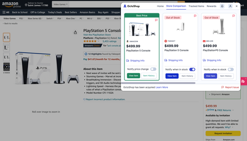 In-Store-Alert-Erweiterung, die in Chrome verwendet wird