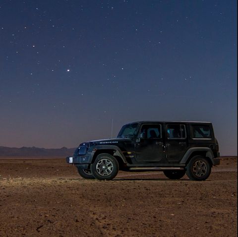 Off-Road Vehicle Parked At Desert Against Sky