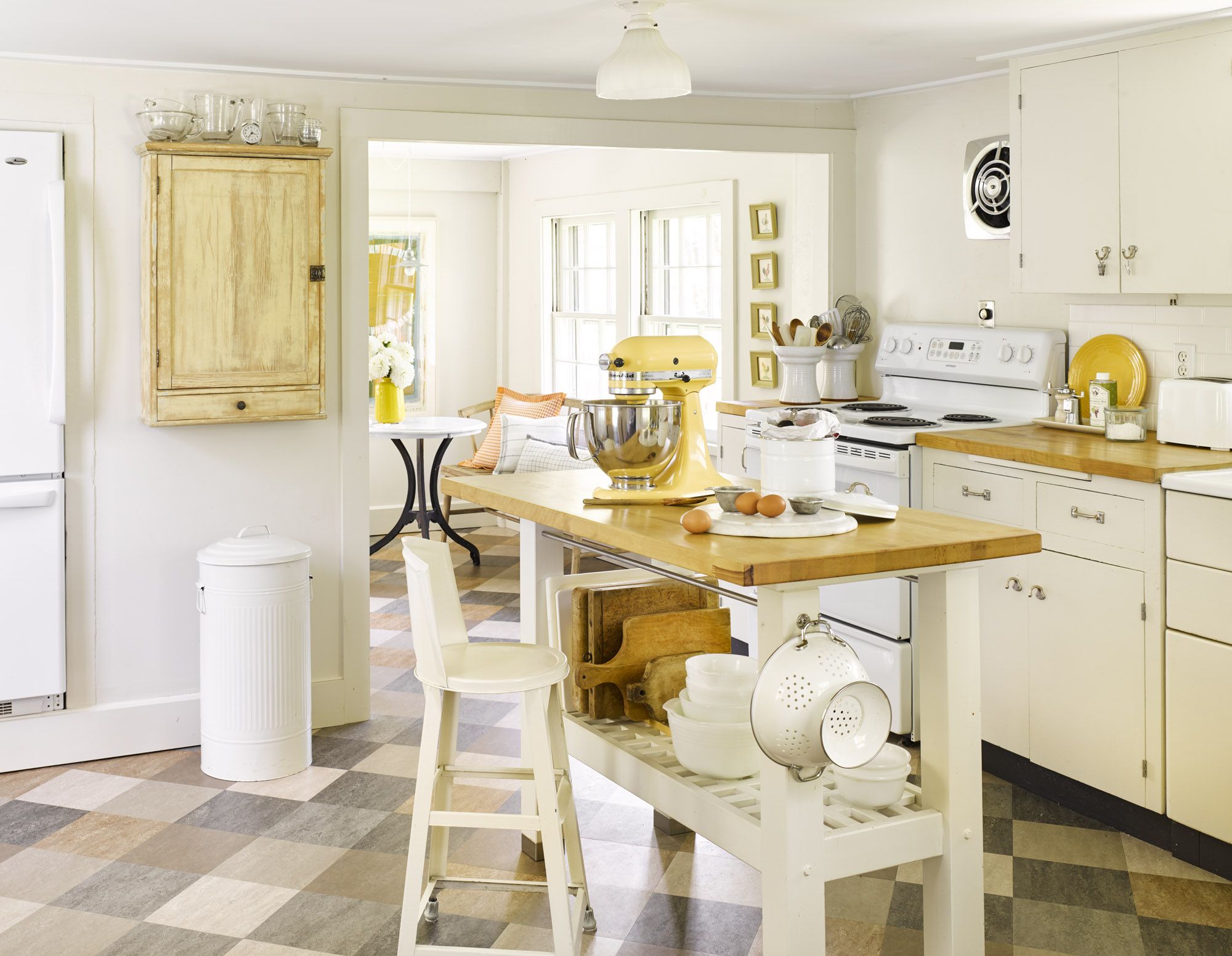 off white walls with white cabinets