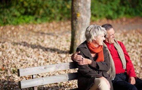 Older couple on a bench Older couple on a bench