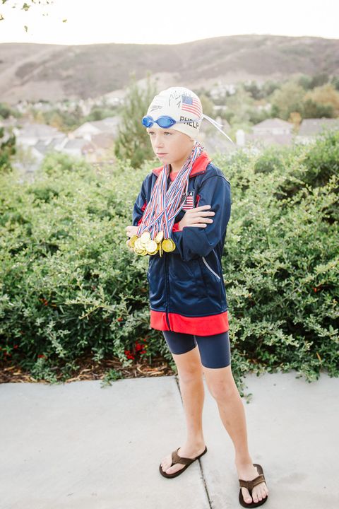 olympic themed costume swimmer