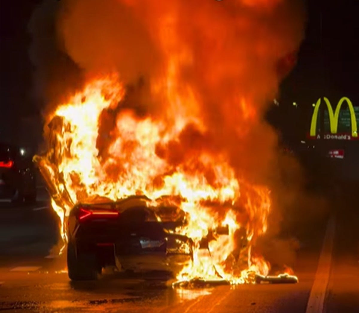 Lamborghini Revuelto Burns to the Ground on NYC Highway