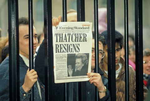 margaret thatcher resignation headline