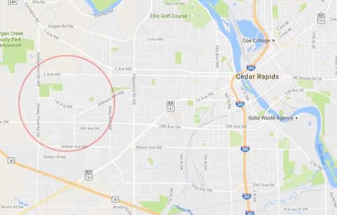 A one-mile radius map. 