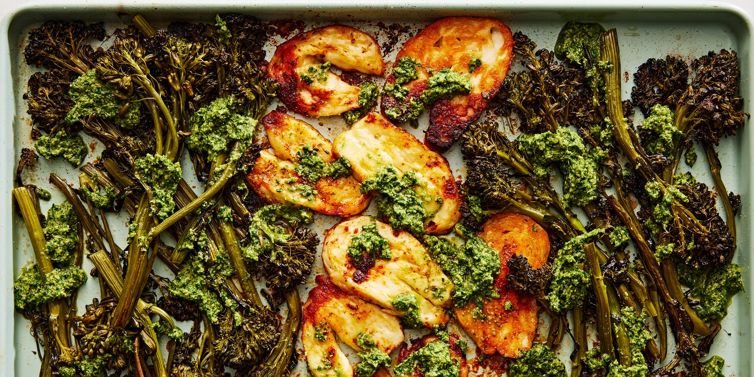 This Sheet-Pan Roasted Halloumi & Broccolini Couldn't Be Easier To Make