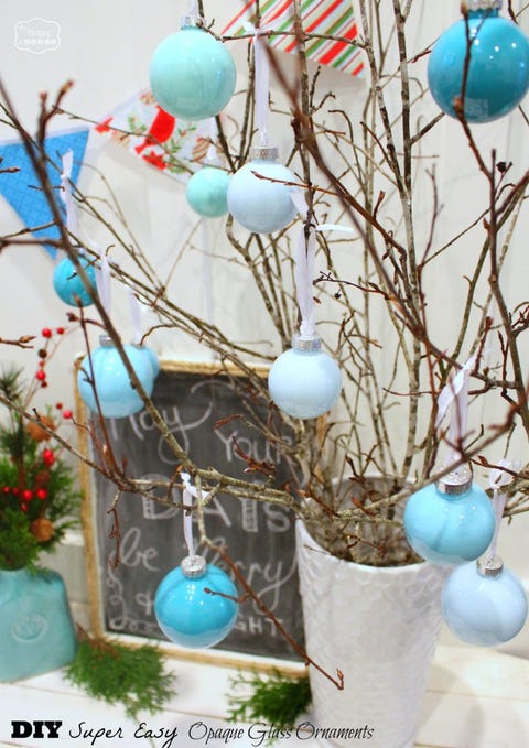 blue christmas decor ideas glass ornaments