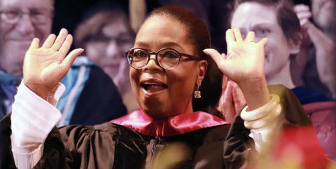 Oprah speaks at a college commencement