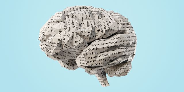 origami brain made of paper with text
