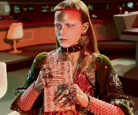 alien beauty, brows, bleached eyebrows, shaved eyebrows, extreme makeup, prosthetics, shocking