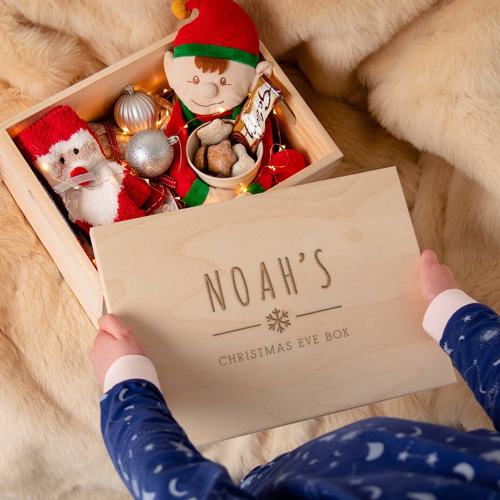 GOLD SHINY CUSTOM PERSONALISED CHRISTMAS EVE BOX CUSTOM CHILDREN ACTIVITY BAG 
