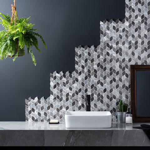 Original Style Leaf Grey & Silver Mosaics, bathroom inspiration