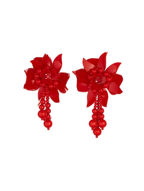 Red, Petal, Plant, Carmine, Fashion accessory, Earrings, 