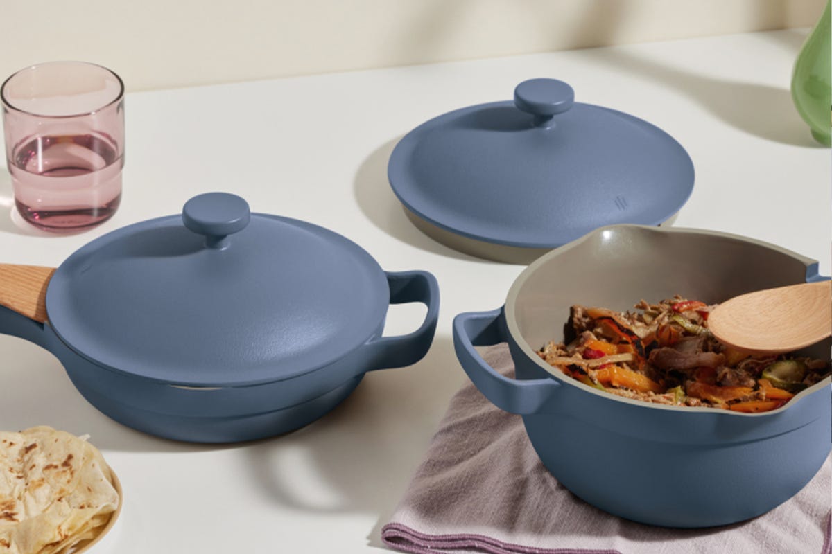 Our Place Perfect Pot and Always Pan available in light blue