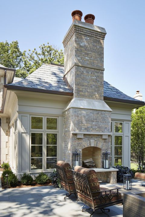 25 Gorgeous Outdoor Fireplace Ideas, White Painted Brick Outdoor Fireplace