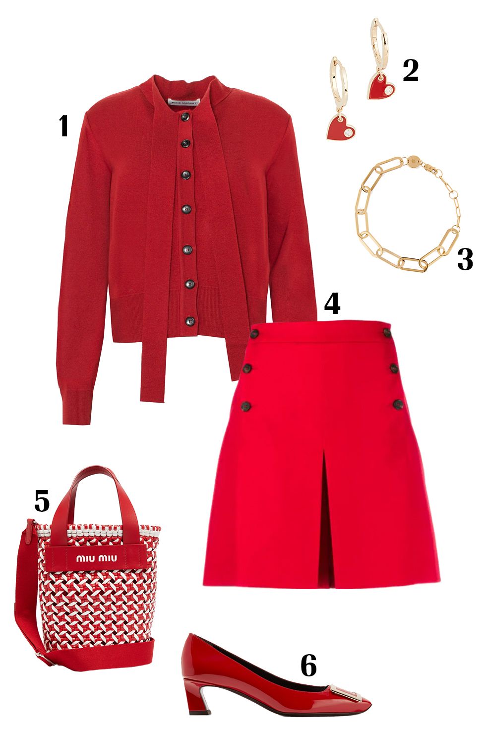 red monochrome outfit