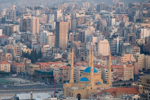 overhead of beirut city