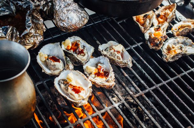 oysters on the grill in baja california