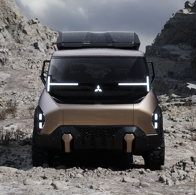 mitsubishi concept parked in a rocky area