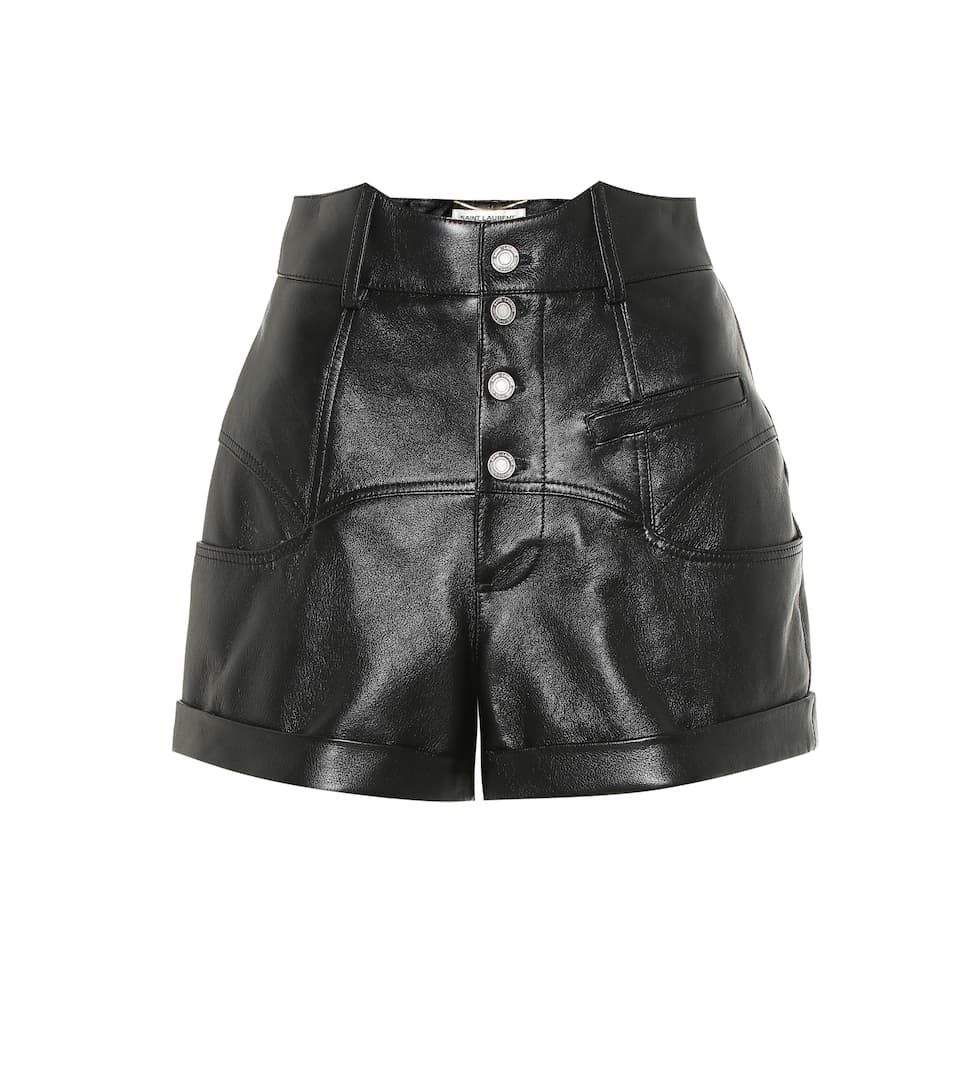 shorts de cuero negro