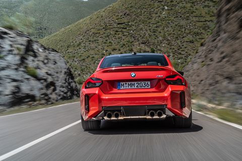 bmw m2 from the rear on track