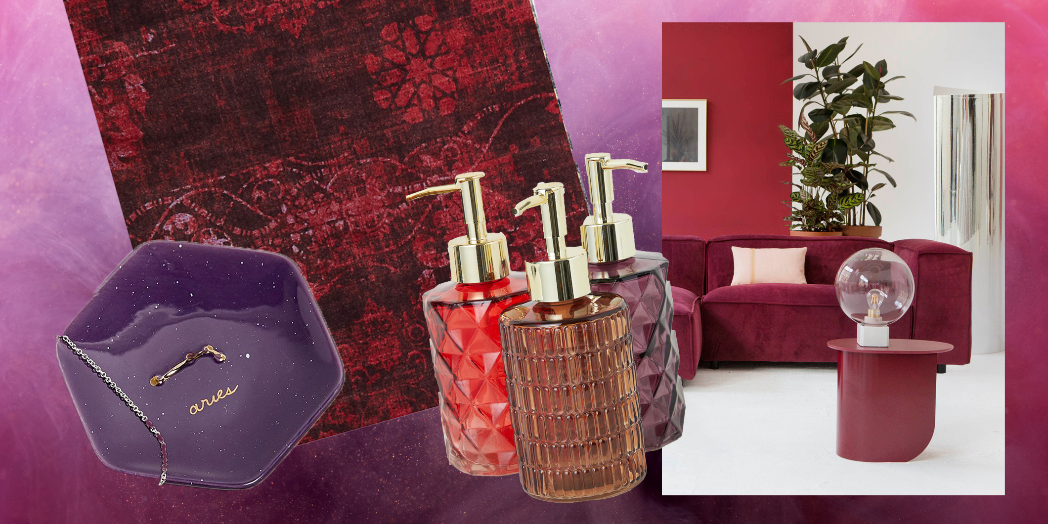 Shop trend: zo combineer je paars en rood in woonkamer
