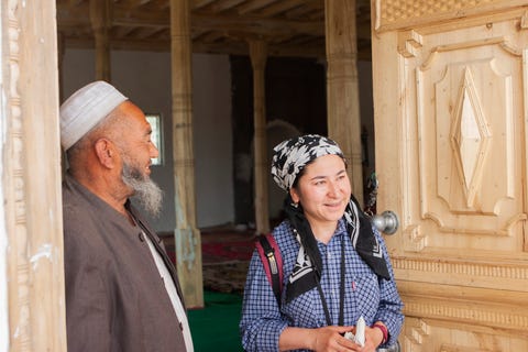dawut conducting fieldwork south of taklamakan desert at imami jafir sadiq holy site, 2005