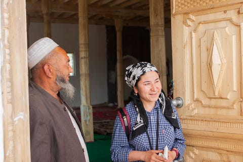 dawut conducting fieldwork south ﻿of taklamakan desert at ﻿imami jafir sadiq holy ﻿site, 2005