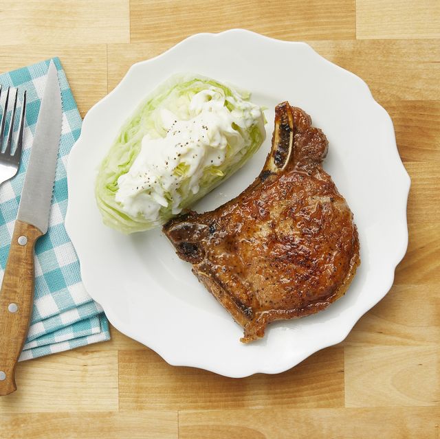 best pork recipes plate with pork chops and wedge salad