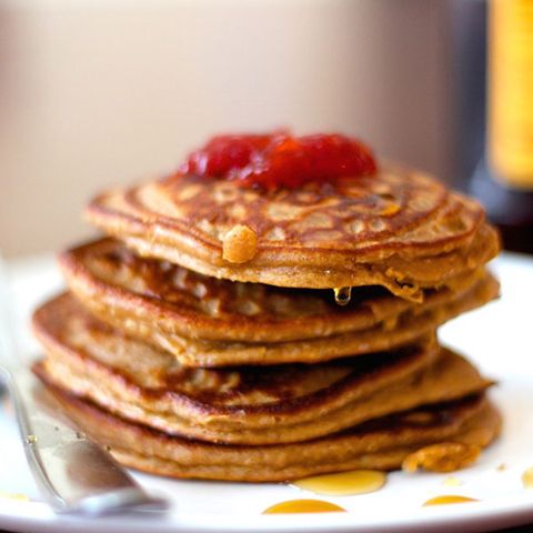 peanut butter and jelly flourless pancakes