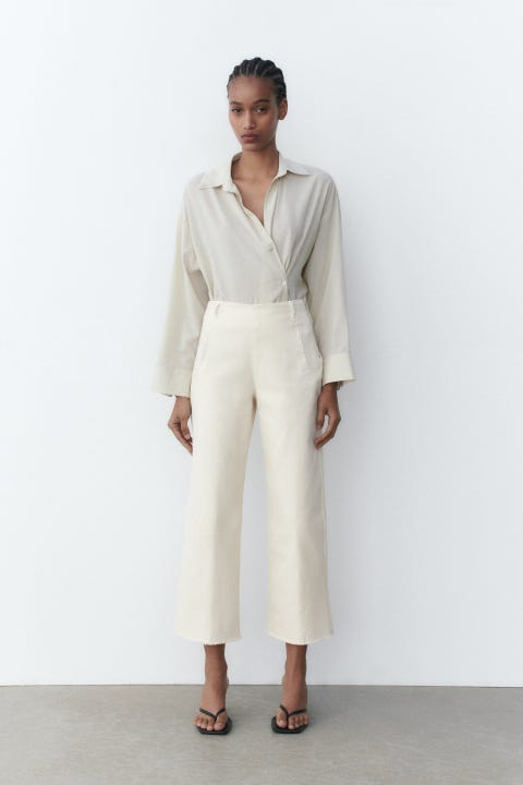 Zara white culotte trousers zara white culotte pants
