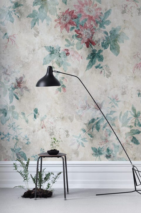 Papel pintado con motivos florales