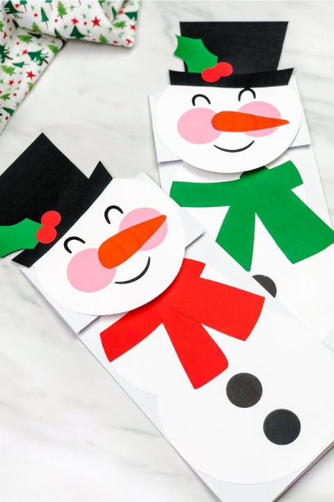 paperbag snowman puppet