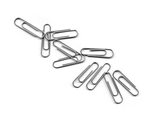 paperclips on white background