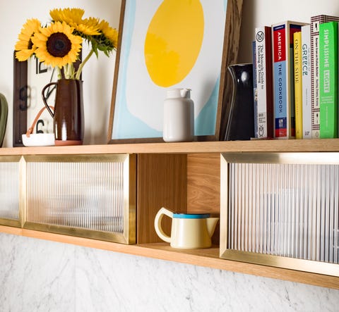 Reeded glass cabinets in kitchen, Papilio Reeded glass cabinets in kitchen, Papilio