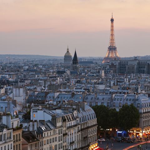 Paris, France at dusk