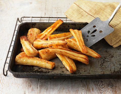 Roast parsnips on baking tray and wire rack