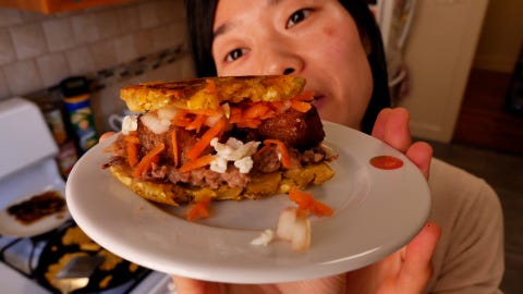 Budget Eats Cooking Edition - Delish.com sliders patacon budget eating food cooking edition