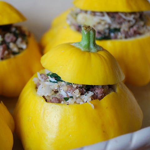 Quinoa, Beef, and Spinach Stuffed Patty Pan Squash Quinoa, Beef, and Spinach Stuffed Patty Pan Squash