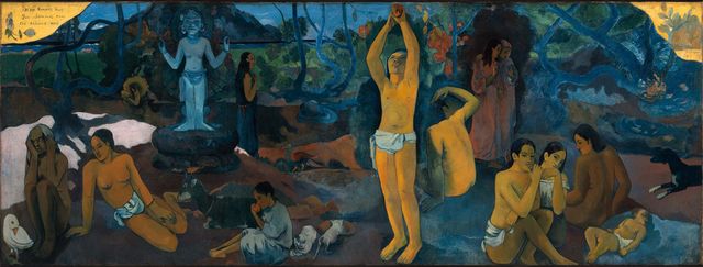 il dipinto del pittore francese paul gauguin da dove veniamo chi siamo dove andiamo, conservato al museum of fine arts di boston