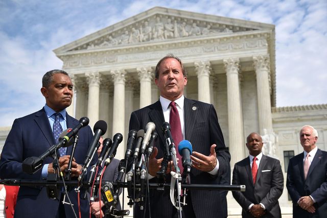 district of columbia attorney general karl racine l and texas attorney general ken paxton speak during the launch of an antitrust investigation into large tech companies outside of the us supreme court in washington, dc on september 9, 2019   the backlash against big tech heads into a new phase monday with another broad antitrust investigation, highlighting the mounting legal challenges facing the dominant online platforms top legal officials from dozens of us states were set to unveil a probe of google over allegations of "anticompetitive behavior," days after a separate coalition announced a similar investigation of social networking giant facebook photo by mandel ngan  afp photo by mandel nganafp via getty images