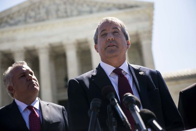 washington, dc   june 9  texas attorney general ken paxton speaks to reporters at a news conference outside the supreme court on capitol hill on june 9, 2016 in washington, dc paxton announced a lawsuit against the state of delaware over unclaimed checks  photo by gabriella demczukgetty images