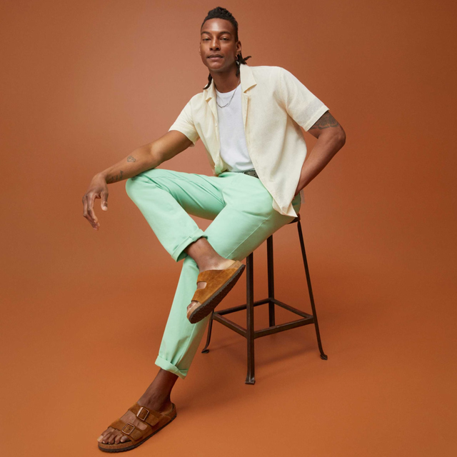 Bonobos man sitting on stool in bonobos clothing and birkenstocks bonobos man sitting on stool in bonobos clothing and birkenstocks