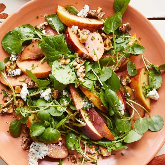 summer salads   peach blue cheese and walnut salad