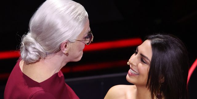 sanremo, italy february 08 drusilla foer and pegah moshir pour attends the 73rd sanremo music festival 2023 at teatro ariston on february 08, 2023 in sanremo, italy photo by daniele venturellidaniele venturelligetty images