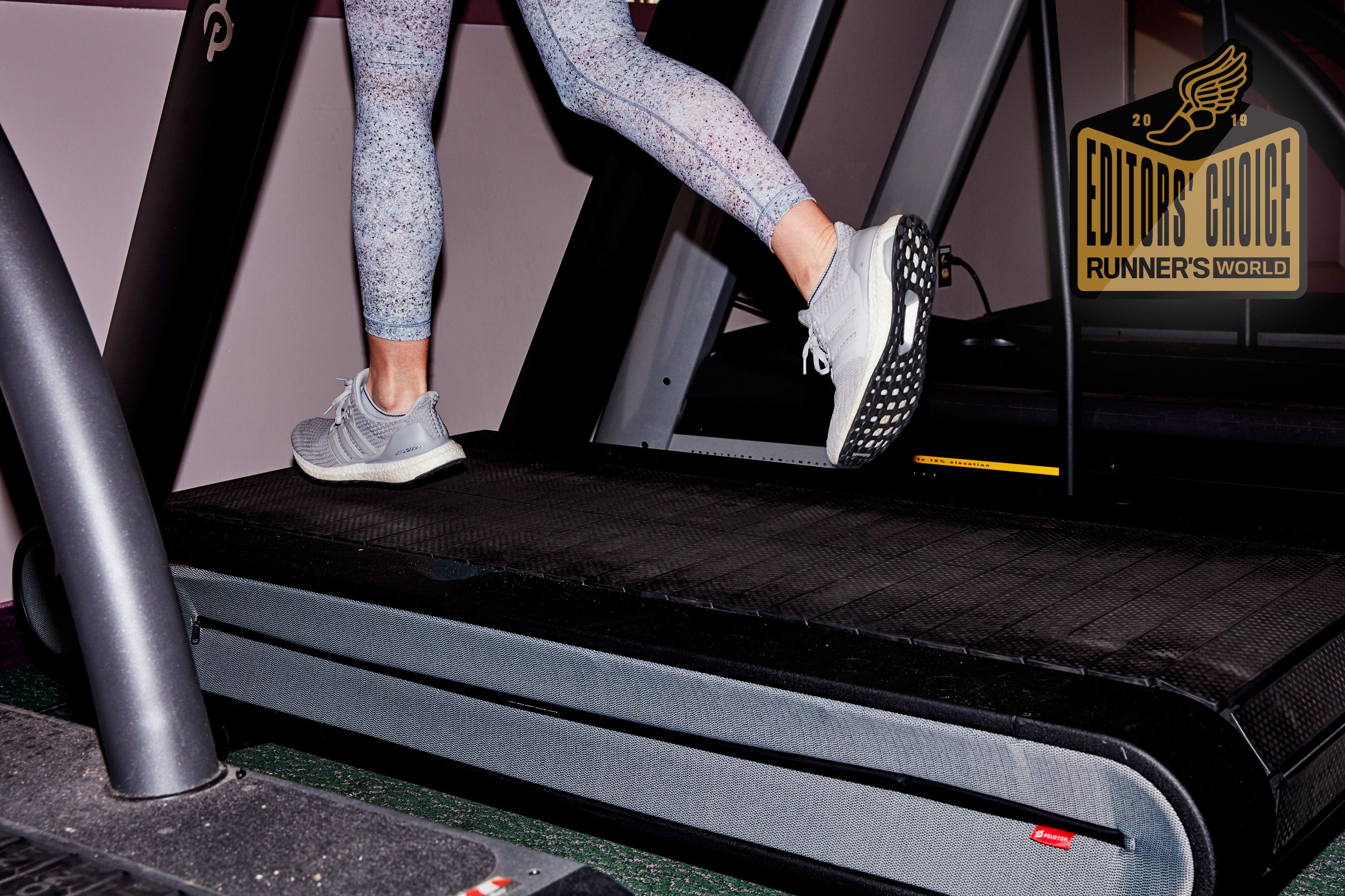 trail running shoes on treadmill