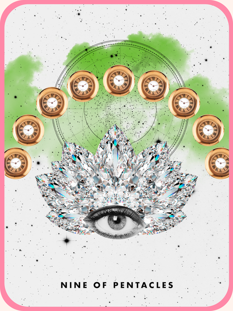 Nine of Pentacles Tarot Cards The tarot cards are nine pentagonal, with diamonds and nine clocks in an arc above the eyes.
